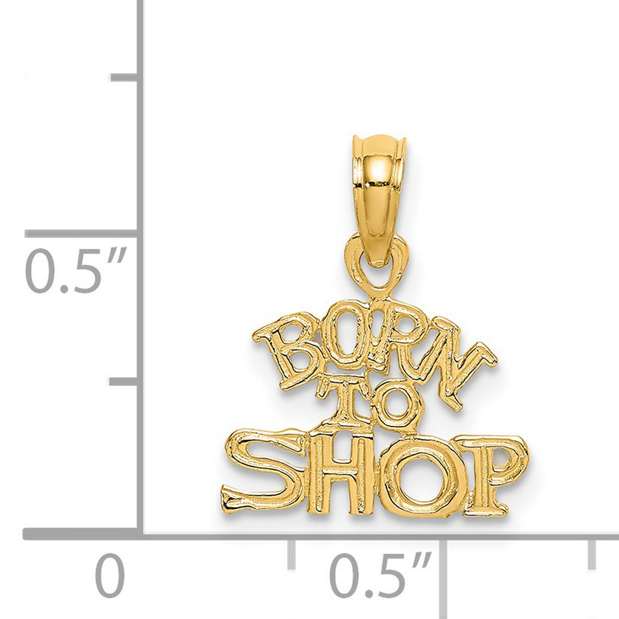BORN TO SHOP Charm Pendant in Real 14k Yellow Gold