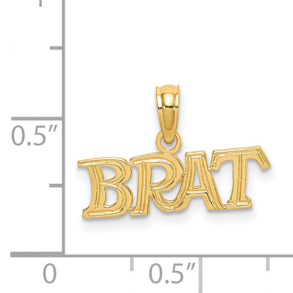 14k Yellow Gold BRAT Pendant, Bold Lettering Charm with Playful Design for Women and Teens