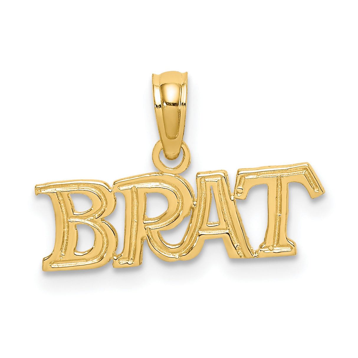 14k Yellow Gold BRAT Pendant, Bold Lettering Charm with Playful Design for Women and Teens