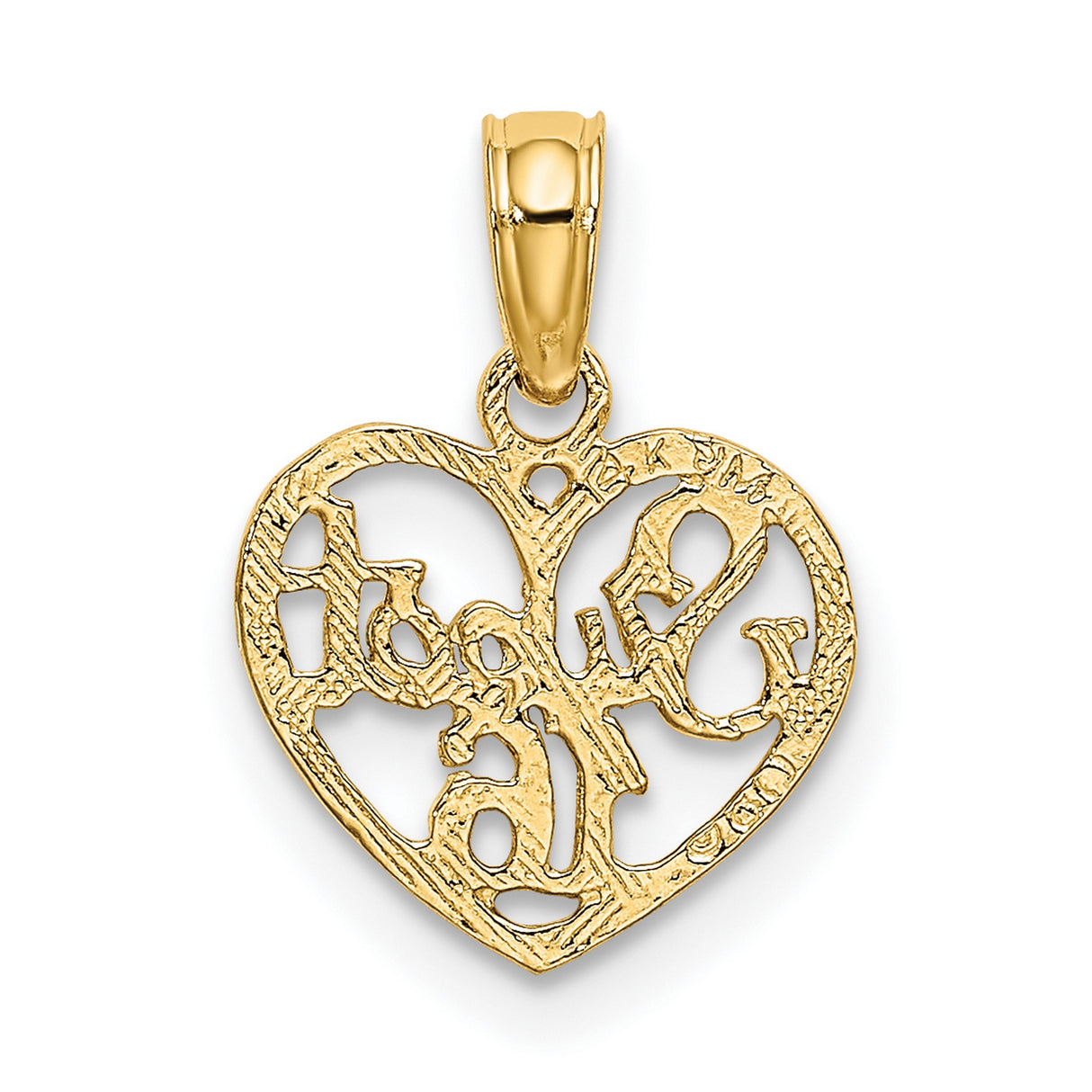 14k Yellow Gold Heart Pendant with Sweet 16 Script, Milestone Charm for Teen Girls