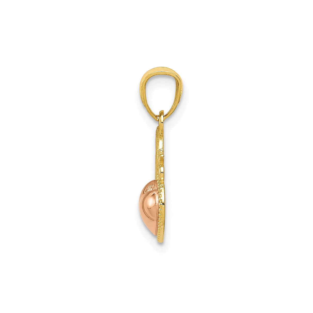 14k Two-Tone Gold Sweet 16 Pendant with Dual Heart and Rose Gold Accent