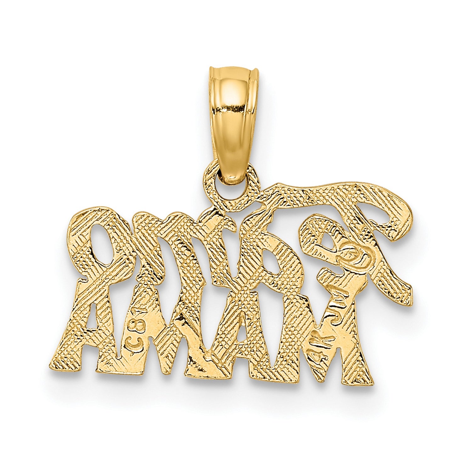 14k Yellow Gold Te Amo Mama Pendant, Spanish Mothers Charm, Latin Family Jewelry