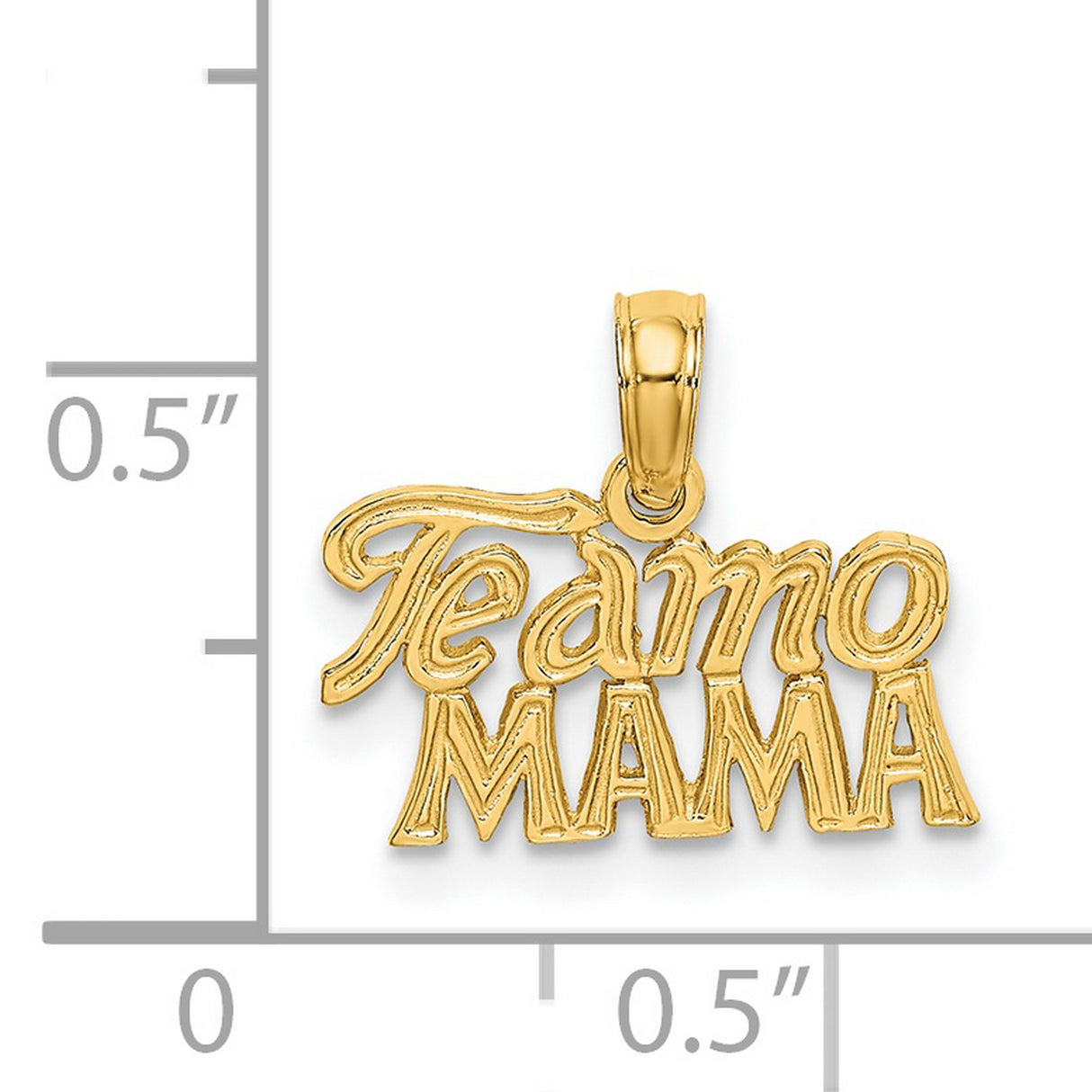 14k Yellow Gold Te Amo Mama Pendant, Spanish Mothers Charm, Latin Family Jewelry