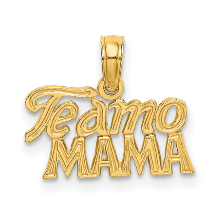 14k Yellow Gold Te Amo Mama Pendant, Spanish Mothers Charm, Latin Family Jewelry