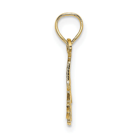 14k Yellow Gold Number One Mom Pendant, Textured Motherhood Symbol Charm for Women