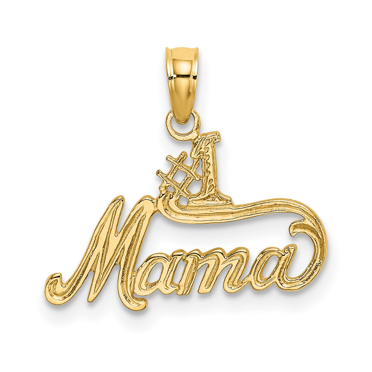 14k Yellow Gold Mama Pendant with Number One Design, Sentimental Charm for Women