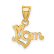14k Yellow Gold Mom Pendant with Heart Design, Sentimental Letter Charm Jewelry