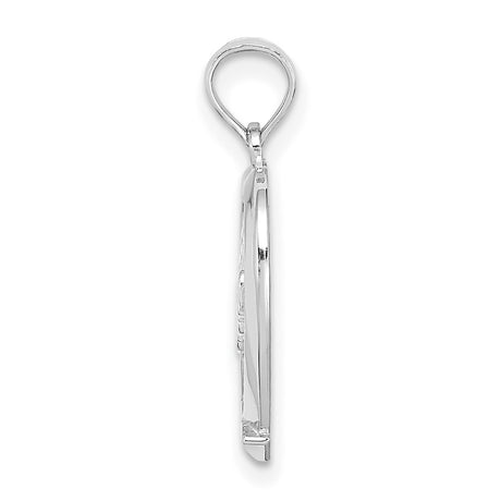 14k White Gold Heart Pendant with Number One Mom Inscription, Symbol of Love and Family