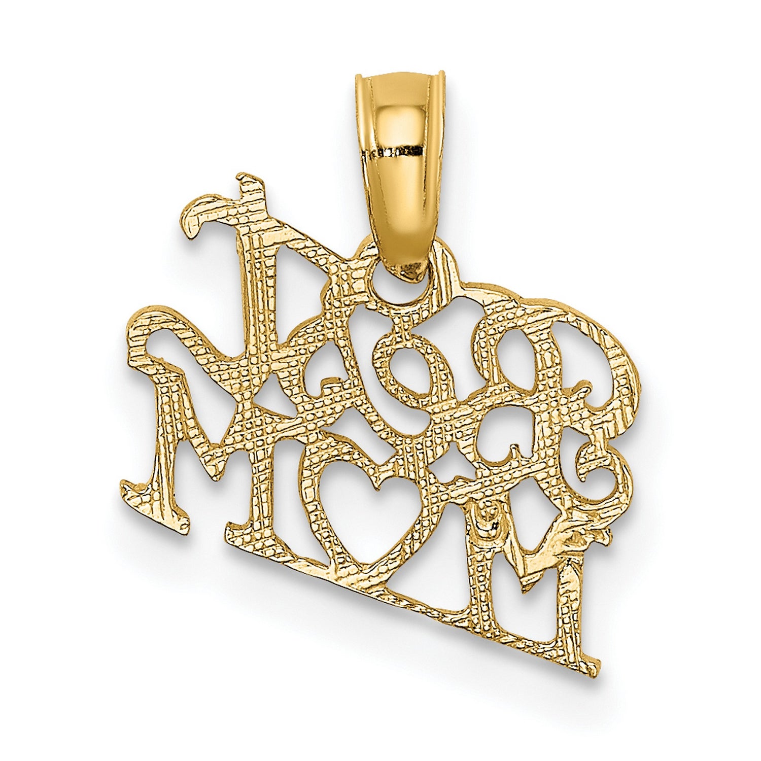 14k Yellow Gold Pendant with Mom Heart Design, Sentimental Family Jewelry for Women