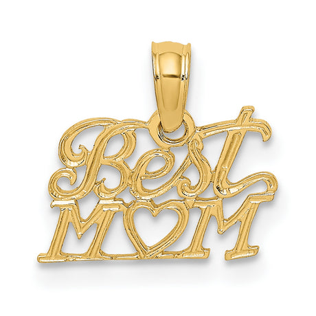 14k Yellow Gold Pendant with Mom Heart Design, Sentimental Family Jewelry for Women