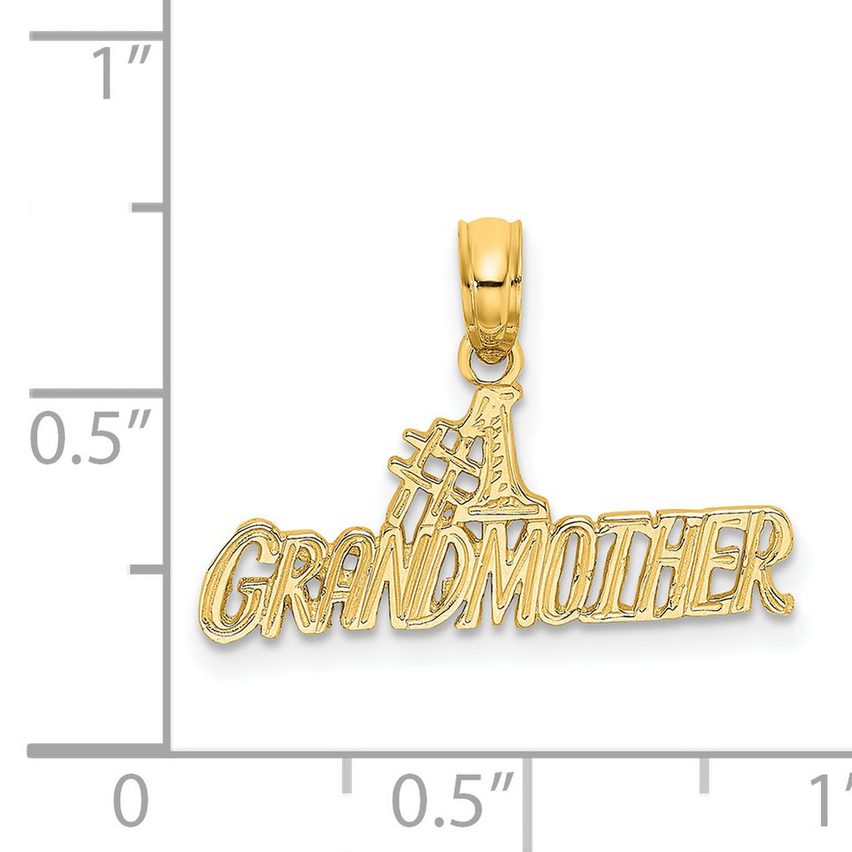 14k Yellow Gold #1 Grandmother Pendant with Script Font, Sentimental Charm for Women
