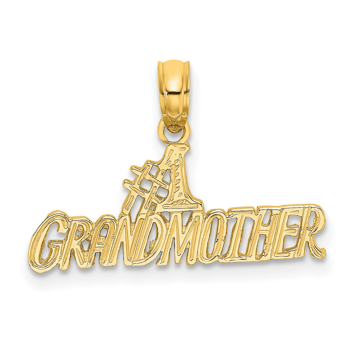 14k Yellow Gold #1 Grandmother Pendant with Script Font, Sentimental Charm for Women