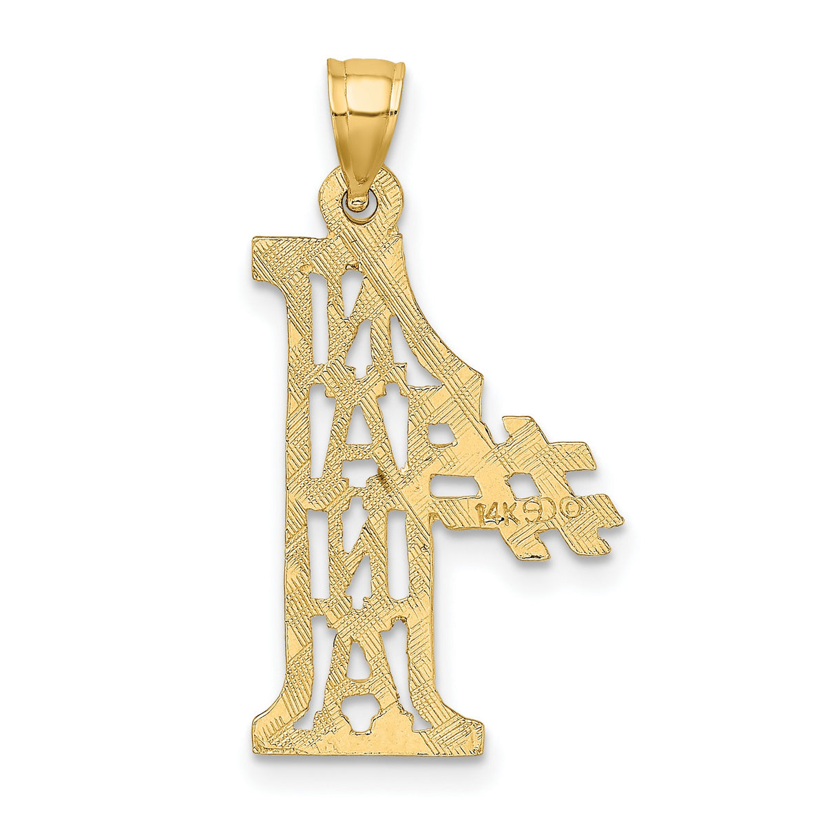 14k Yellow Gold Pendant, Bold Hashtag Number One Nana Charm with Vertical NANA Engraving