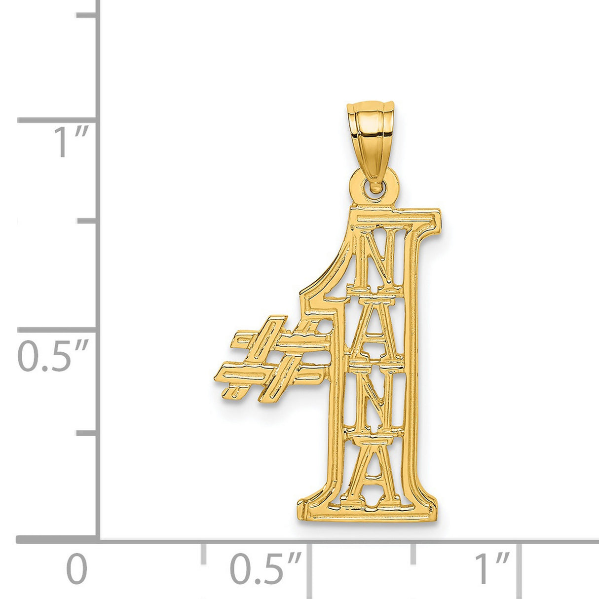 14k Yellow Gold Pendant, Bold Hashtag Number One Nana Charm with Vertical NANA Engraving