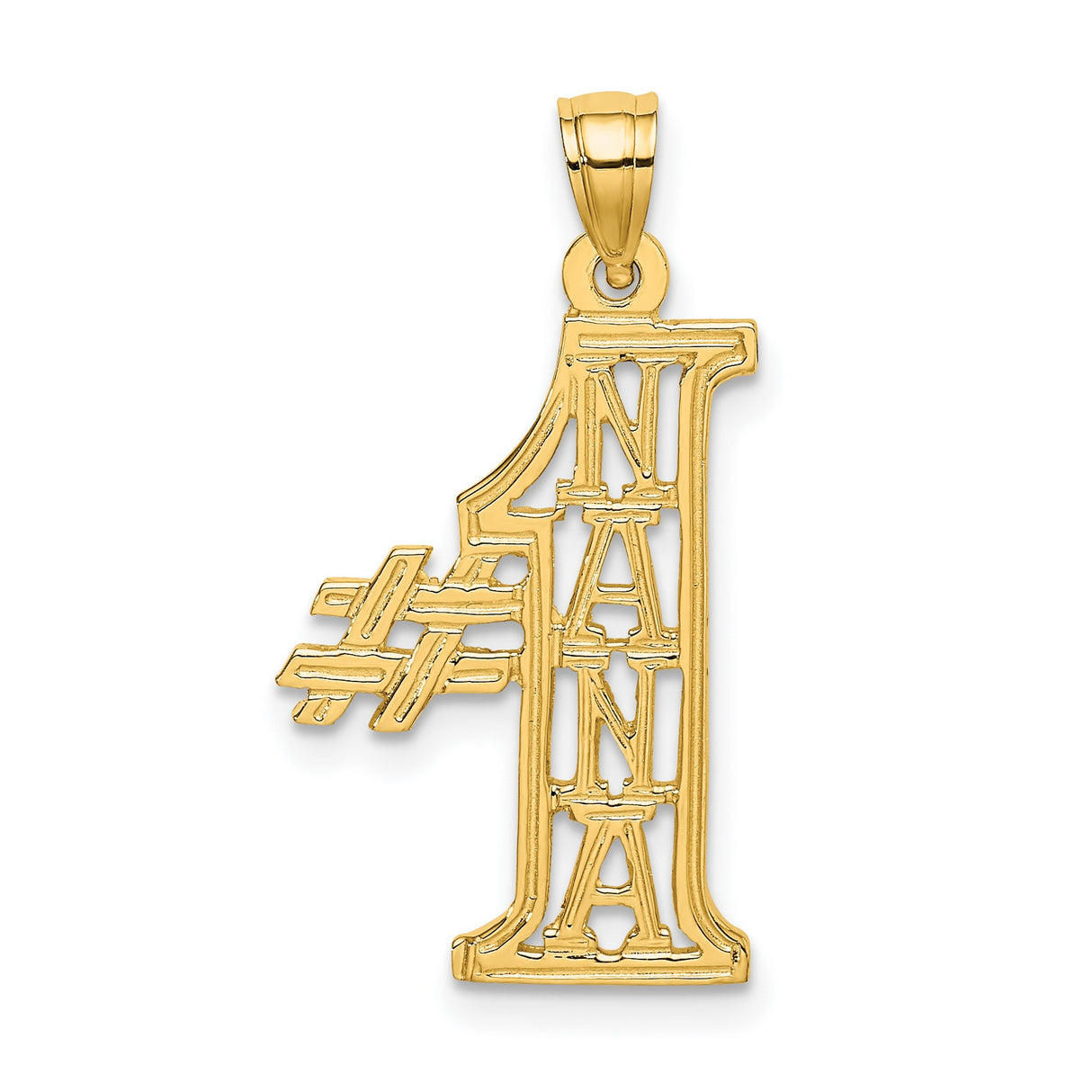 14k Yellow Gold Pendant, Bold Hashtag Number One Nana Charm with Vertical NANA Engraving