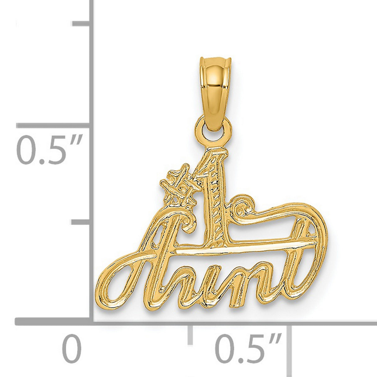 14k Yellow Gold Pendant, Script #1 Aunt Design, Meaningful Charm for Women