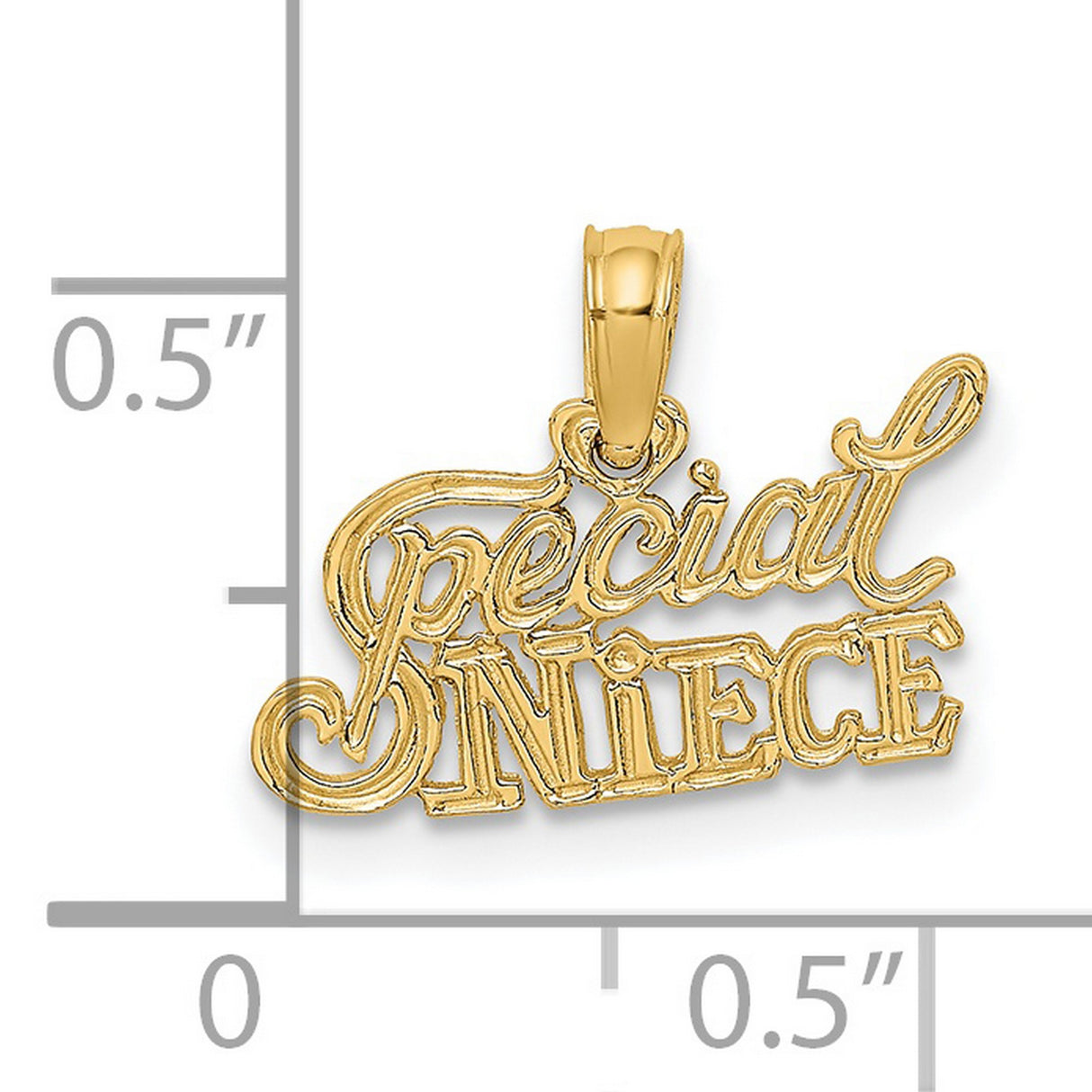 14k Yellow Gold Niece Pendant with Script Lettering, Family Love Charm for Women