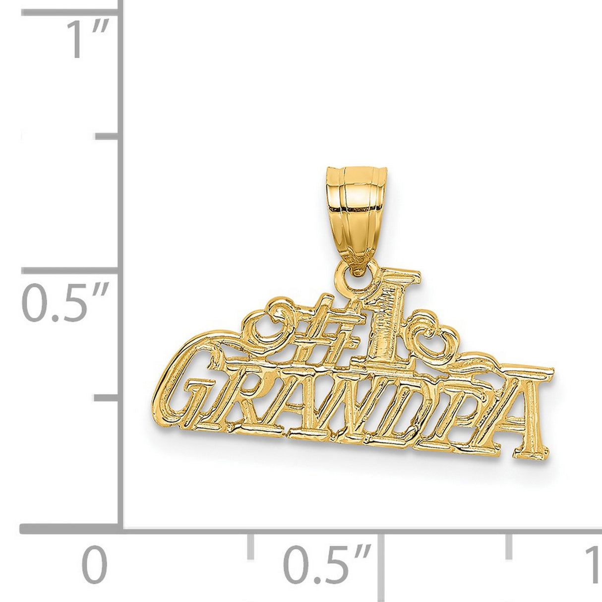 14k Yellow Gold Number One Grandpa Pendant, Script Style Family Keepsake for Men