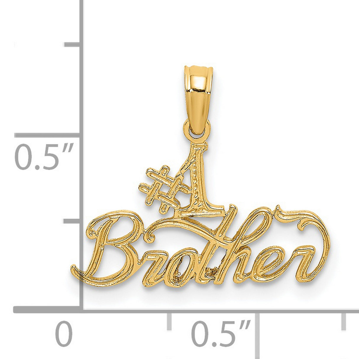 14k Yellow Gold Number One Brother Pendant with Bold Script Design for Men