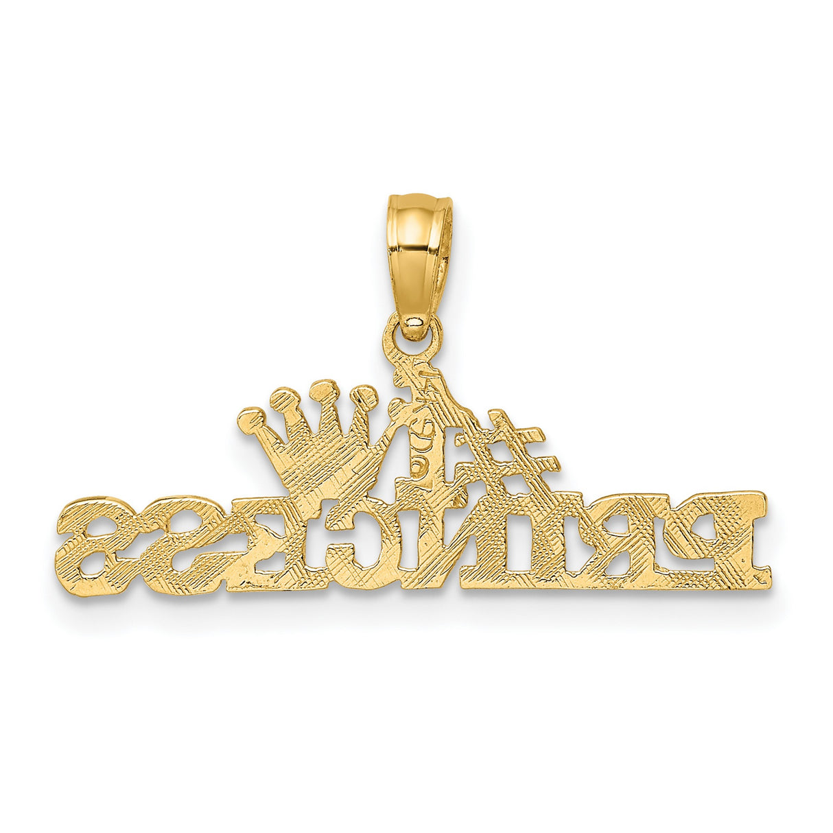 14k Yellow Gold Number One Princess Pendant with Crown Design