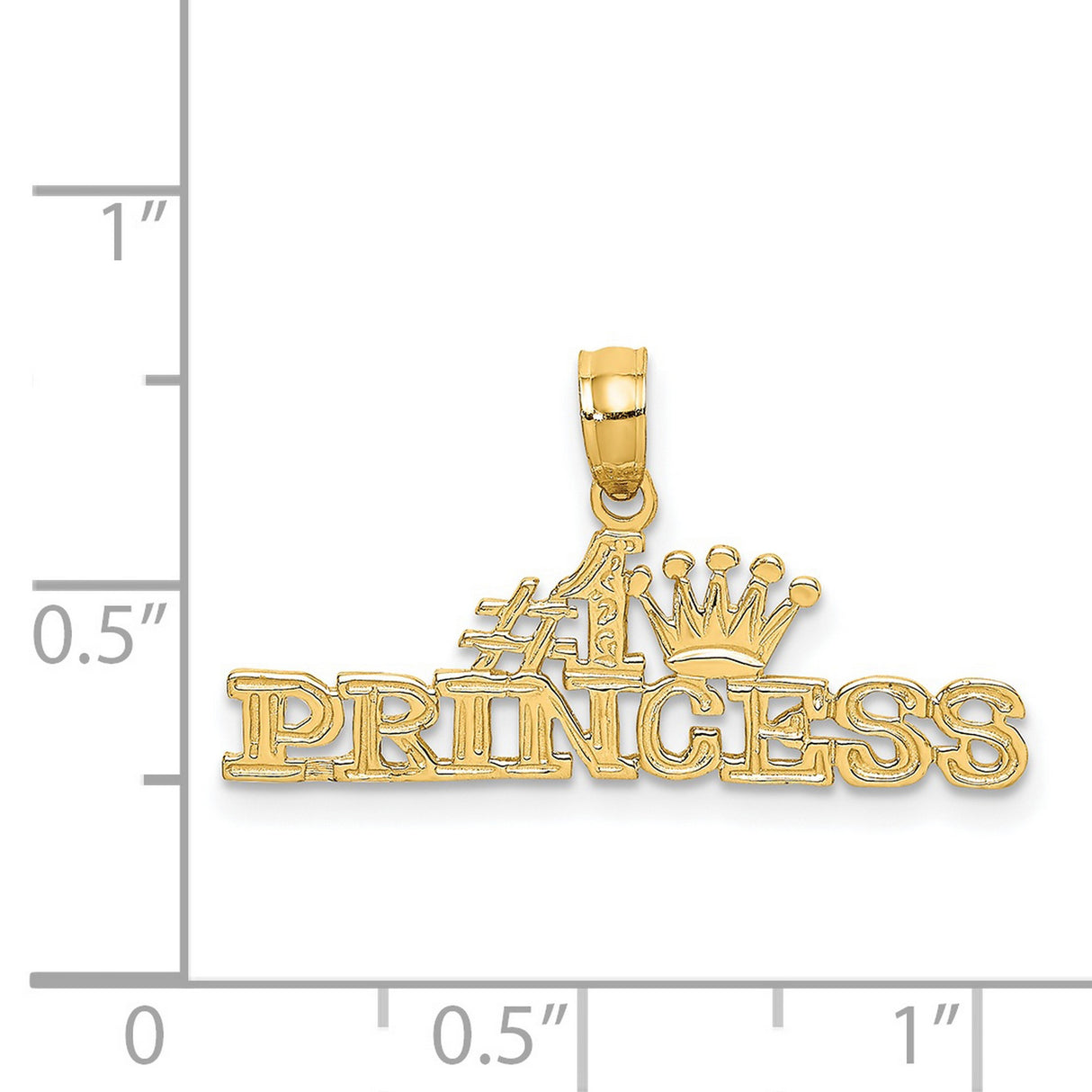 14k Yellow Gold Number One Princess Pendant with Crown Design