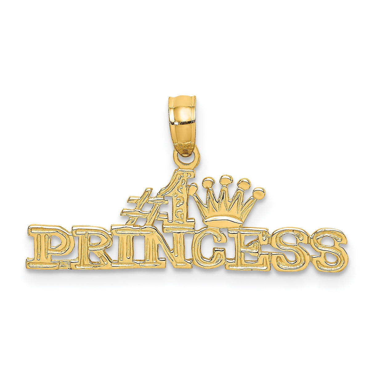 14k Yellow Gold Number One Princess Pendant with Crown Design