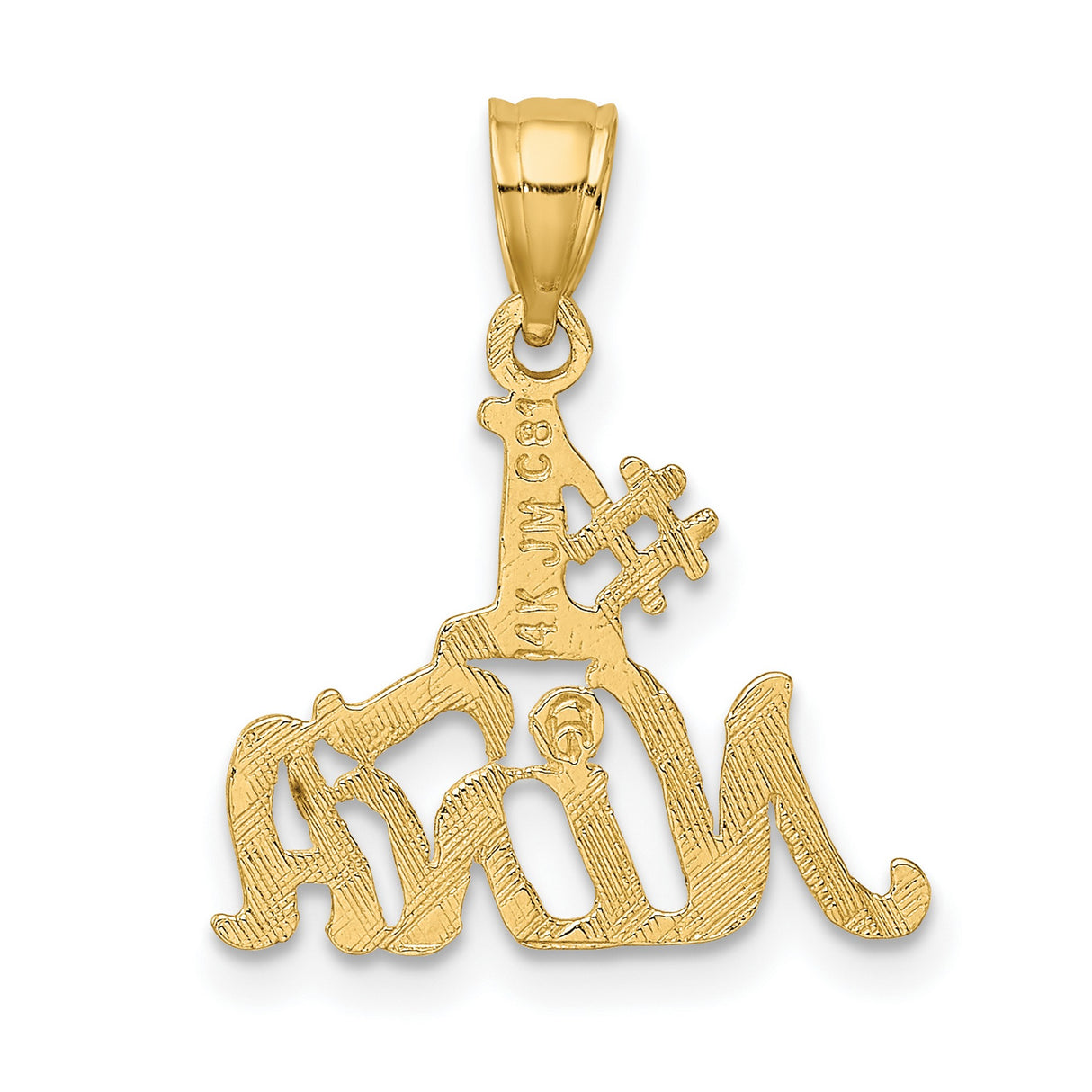 14k Yellow Gold Niña Pendant with Script Design, Number One Charm for Girls