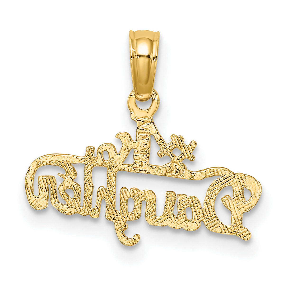 14k Yellow Gold Pendant, Script Font #1 Daughter Charm, Sentimental for Women or Girls
