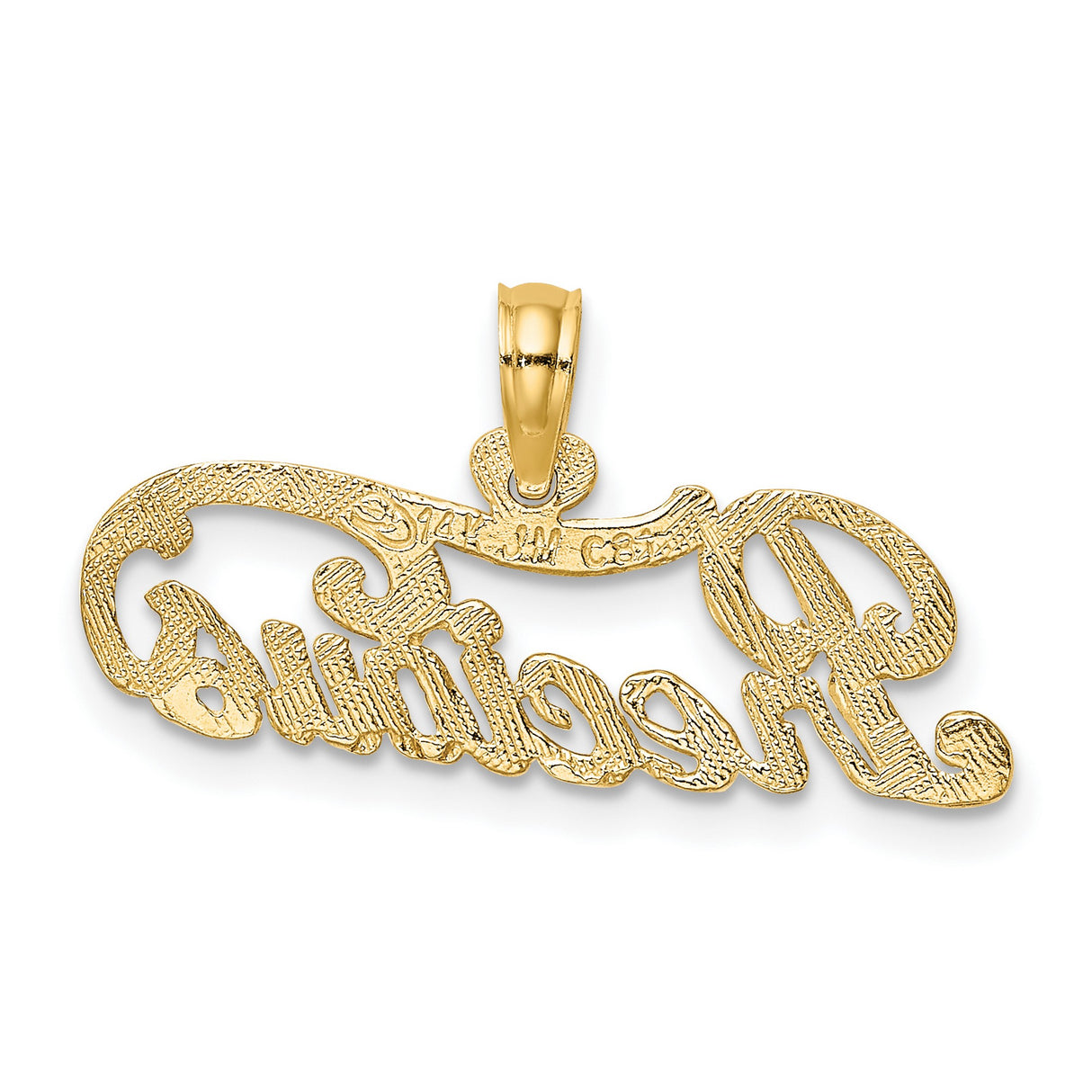 14k Yellow Gold Pendant, Script Lettering PRECIOUS Word Charm for Women
