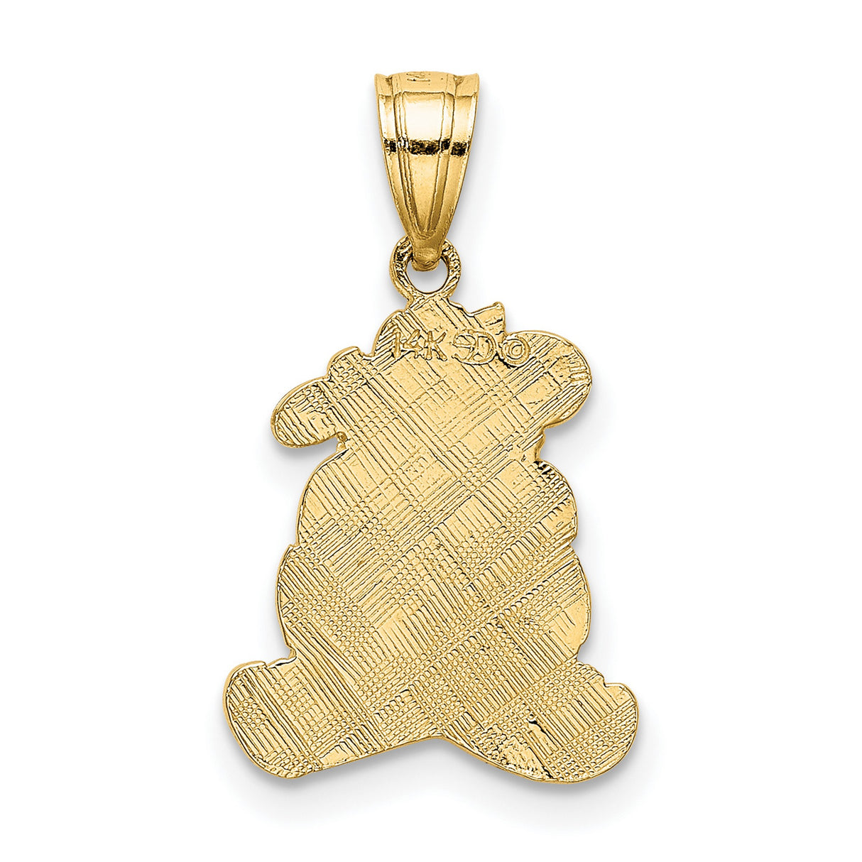 14k Yellow Gold Teddy Bear Pendant with Bow and Floral Accent, Cute Animal Charm for Women