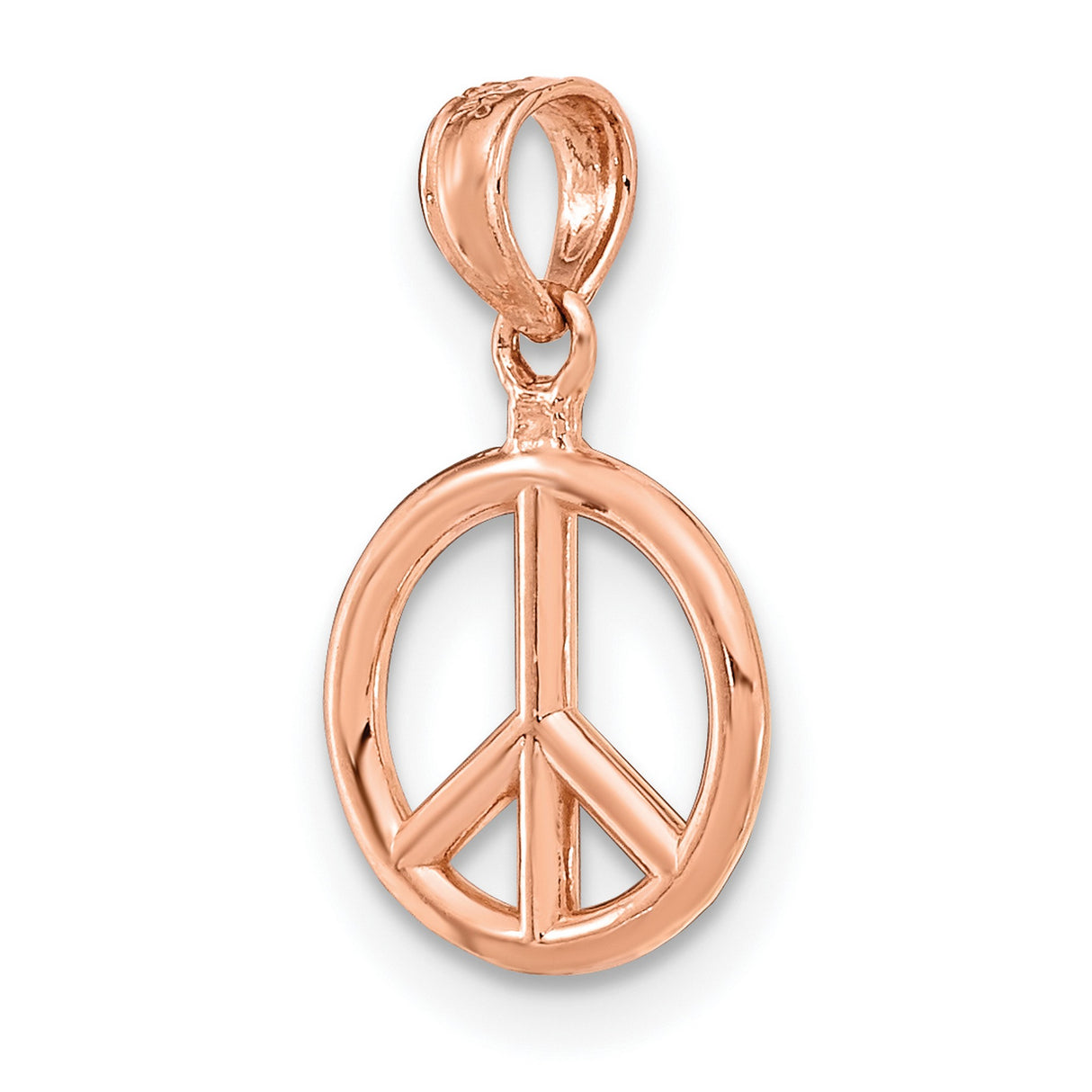 14k Rose Gold Peace Pendant, Classic Peace Symbol, Boho Spiritual Jewelry for Women and Unisex