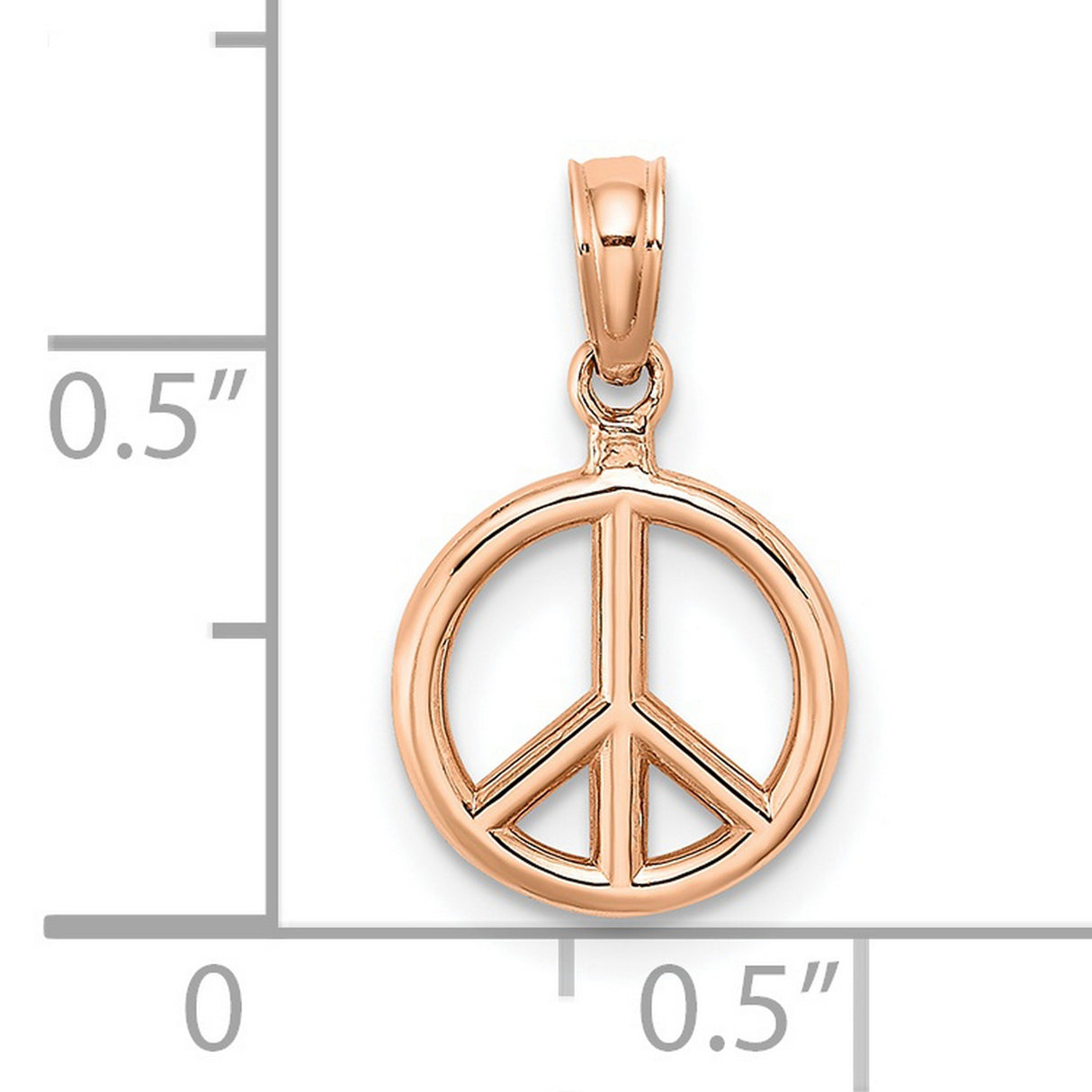 14k Rose Gold Peace Pendant, Classic Peace Symbol, Boho Spiritual Jewelry for Women and Unisex