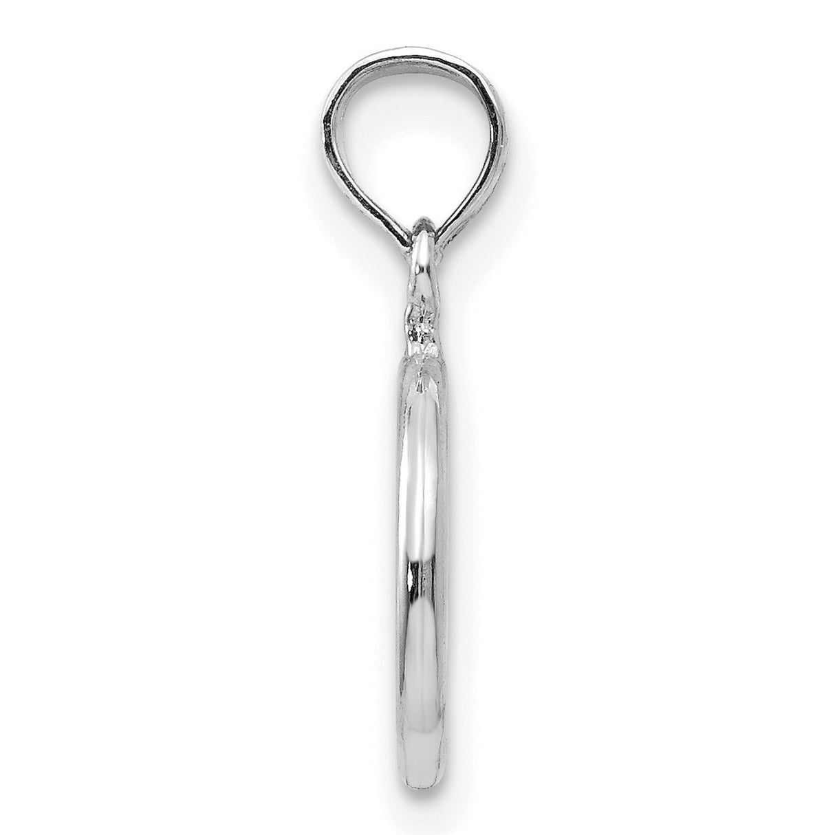 14k White Gold Peace Sign Pendant, Polished Openwork Symbol, Retro Boho Style for Women or Unisex