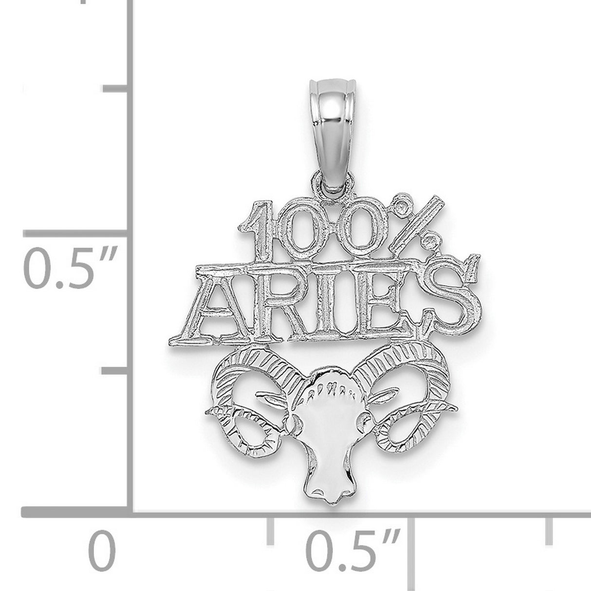 14k White Gold Aries Zodiac Pendant with Ram Head Symbol, Astrology Charm