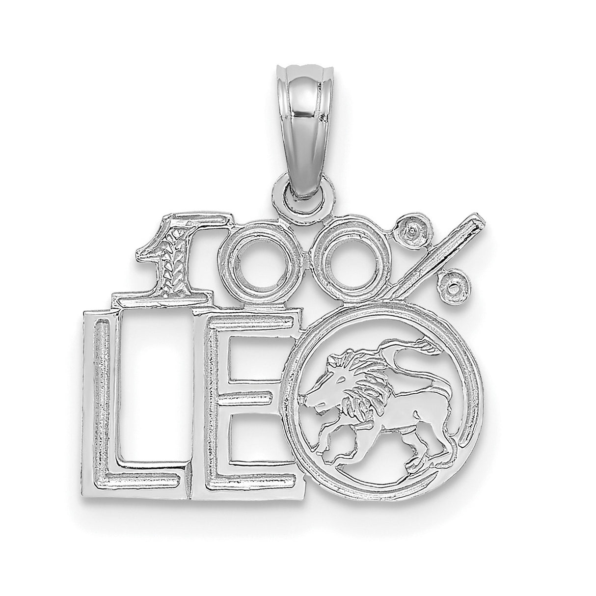 14k White Gold Leo Zodiac Pendant, Lion Astrology Charm, Celestial Medallion