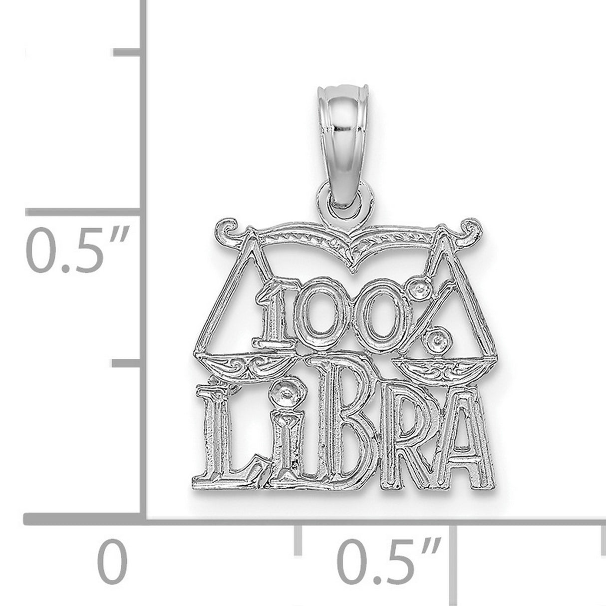 14k White Gold Libra Pendant with Balanced Scales Zodiac Charm