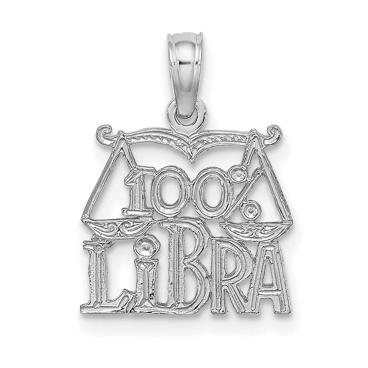 14k White Gold Libra Pendant with Balanced Scales Zodiac Charm
