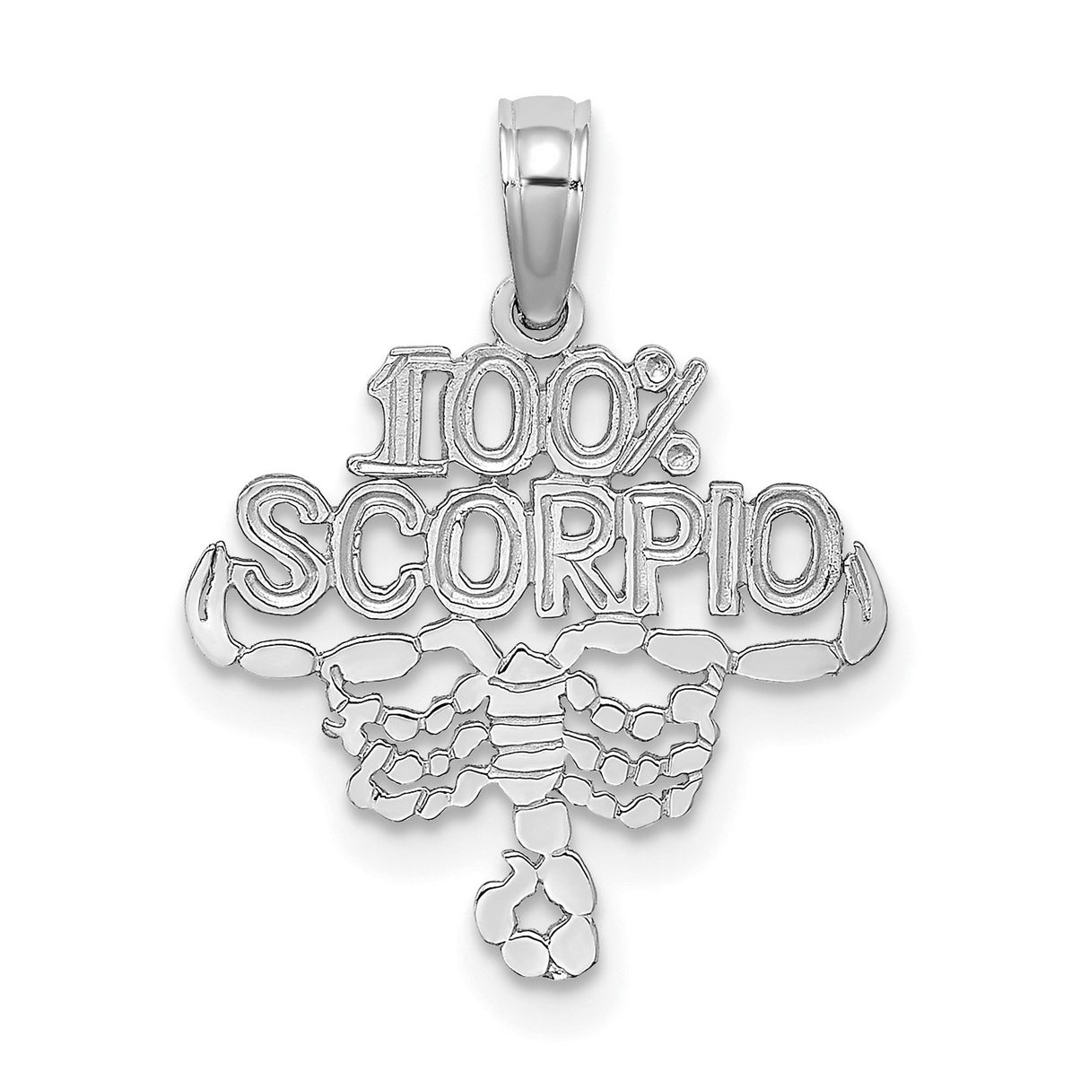 14k White Gold Scorpio Zodiac Pendant with Scorpion Design and Horoscope Symbol