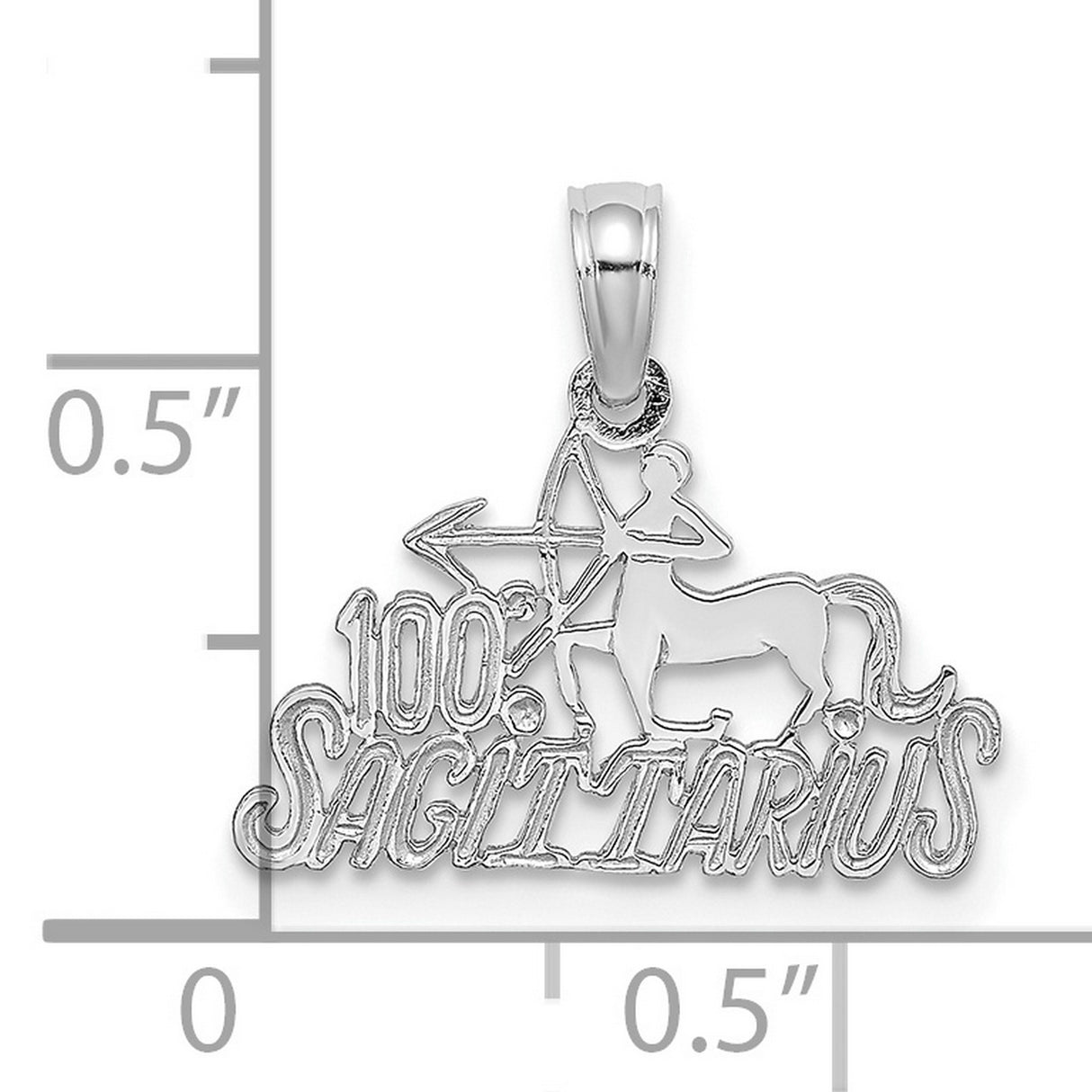 14k White Gold Sagittarius Zodiac Pendant with Centaur Archer and Engraving
