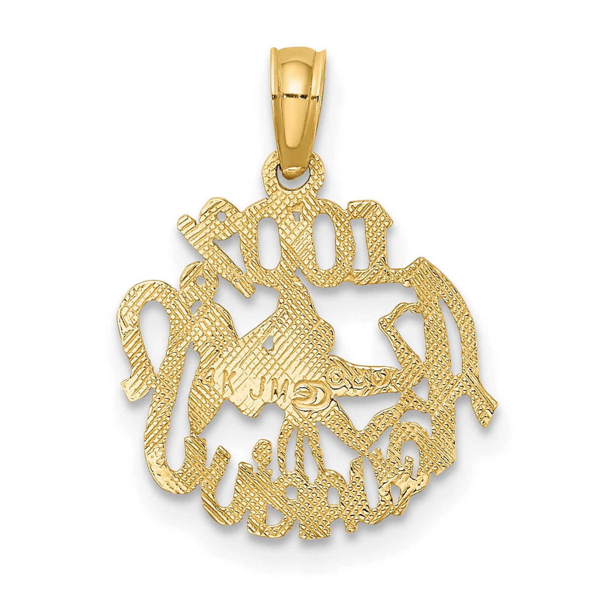 14k Yellow Gold Aquarius Zodiac Pendant, 100% Aquarius Text and Water Bearer Symbol, Celestial Charm