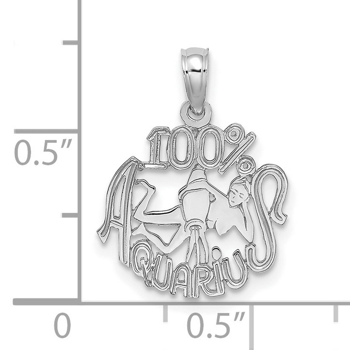 14k White Gold Aquarius Pendant with Stylized Water Bearer Design