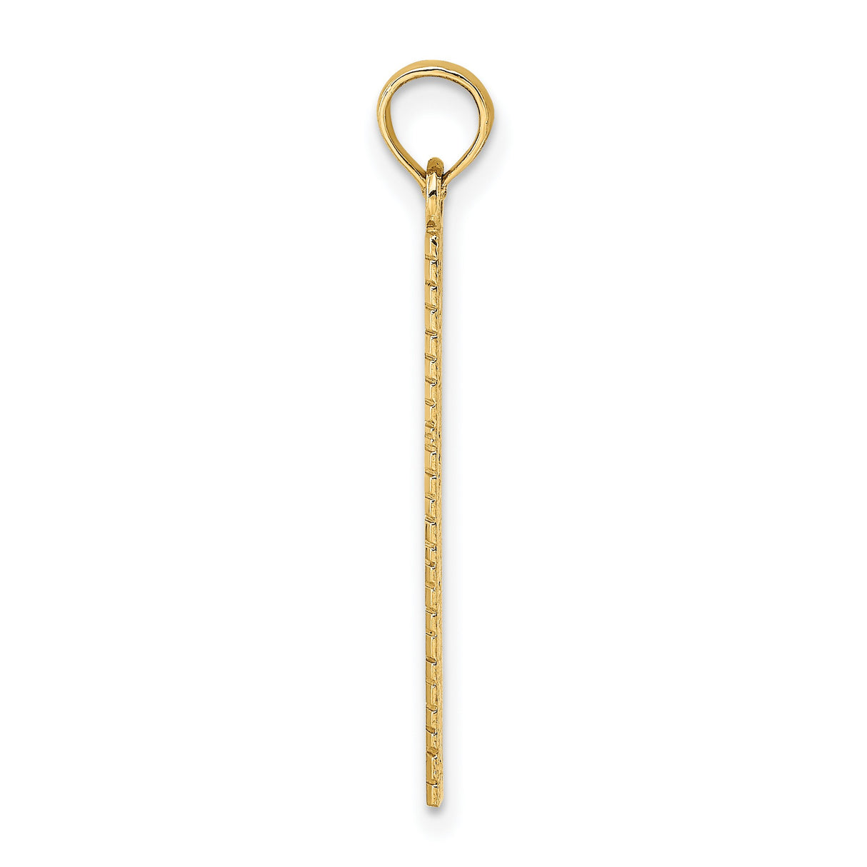 14k Yellow Gold Ruler Pendant with Inch Markings, Unisex Measurement Charm