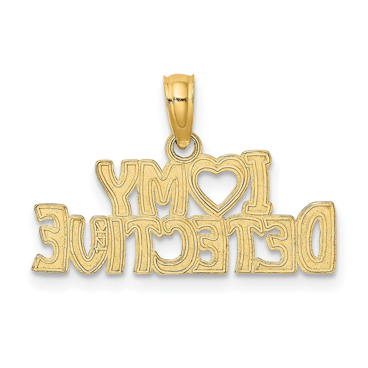 14k Yellow Gold I Heart My Detective Pendant, Unisex Law Enforcement Tribute Charm