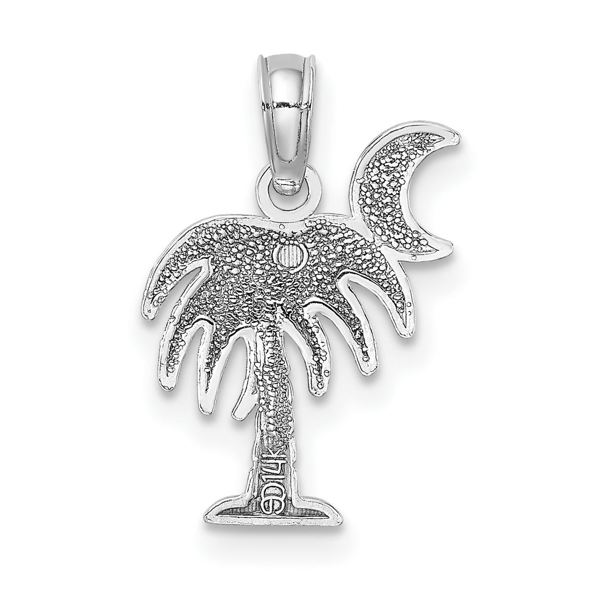 14k White Gold Palm Tree and Crescent Moon Pendant, South Carolina State Symbol Charm