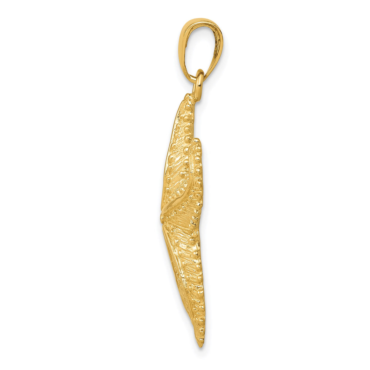 14k Yellow Gold Starfish Pendant with Textured Details, Nautical Coastal Jewelry Charm