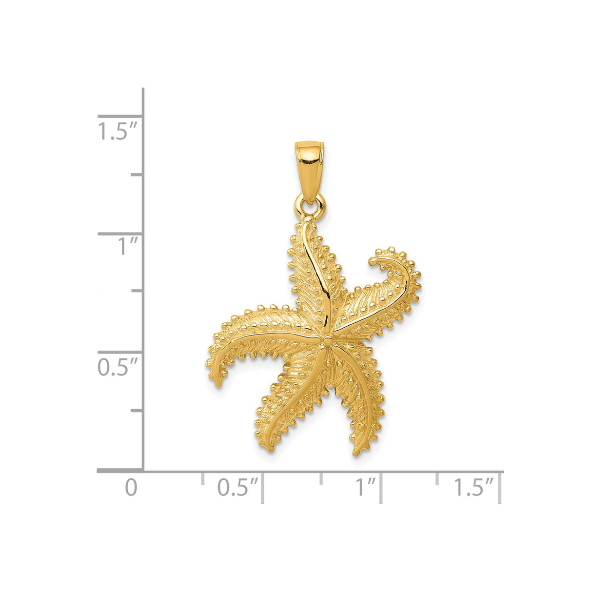 14k Yellow Gold Starfish Pendant with Textured Details, Nautical Coastal Jewelry Charm