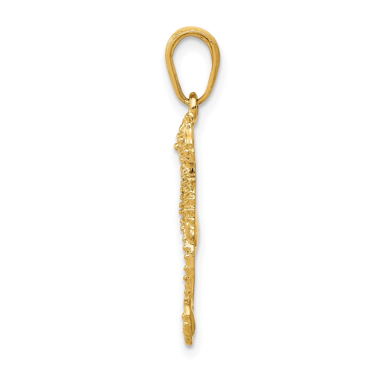 14k Yellow Gold Seahorse Pendant with Intricate Detailing, Nautical Coastal Theme