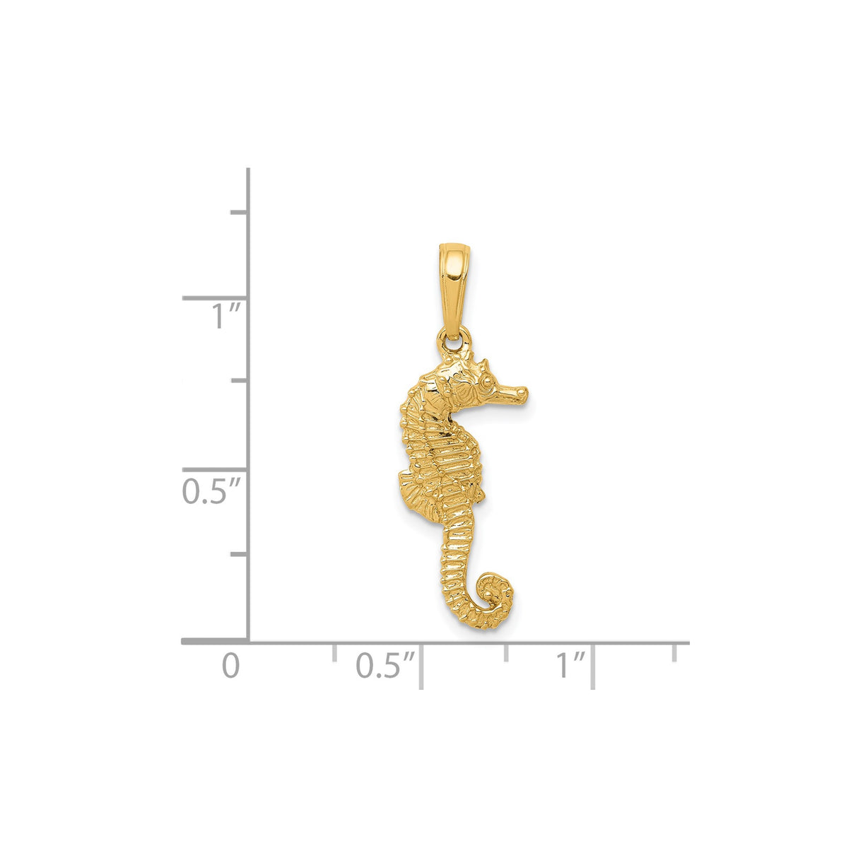 14k Yellow Gold Seahorse Pendant with Intricate Detailing, Nautical Coastal Theme
