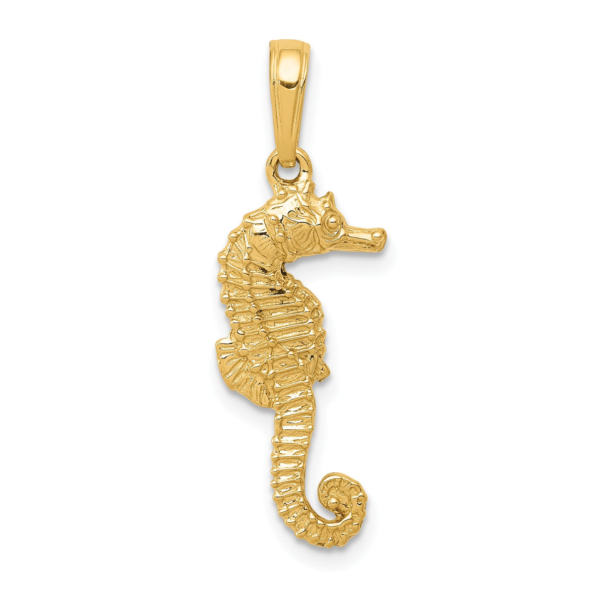 14k Yellow Gold Seahorse Pendant with Intricate Detailing, Nautical Coastal Theme