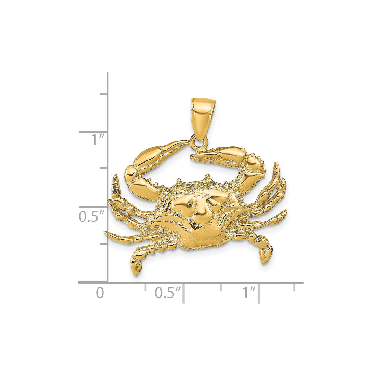 14k Yellow Gold Crab Pendant, Detailed Crustacean Design, Nautical Zodiac Theme for Men or Unisex